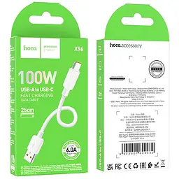 Дата кабель Hoco X96 Hyper USB to Type-C 100W (0.25m) White - мініатюра 5