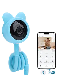 Відеоняня Baby Monitor з гнучким кріпленням і підключенням до смартфону Wifi/Bluetooth якість HD датчик звуку, руху, нічне бачення і колискові Синя