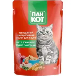 Вологий корм для кішок Пан Кот домашня птиця 100 г (4820111141012)