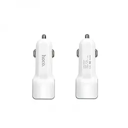 USB зарядка від прикурювача в авто Hoco Z 23 на 2 USB Білий - мініатюра 2