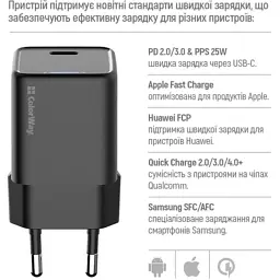 Зарядний пристрій ColorWay GaN Mini 25W PD Port PPS USB-C black (CW-CHS052PD-BK) - мініатюра 9