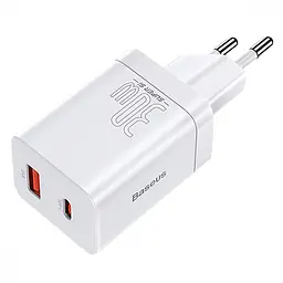 Мережевий зарядний пристрій Baseus Super Si Pro Quick Charger Type-C+USB 30W білий(33681 white)