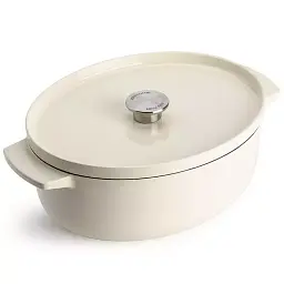 Гусятниця чавунна з кришкою KitchenAid 30 см 5,6 л колір мигдальний крем (CC006062-001)