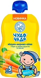 Упаковка пюре Чудо-Чадо Яблуко, морква і айва, з цукром і вітаміном С пауч 1.44 кг (90 г х 16 шт.) - мініатюра 2