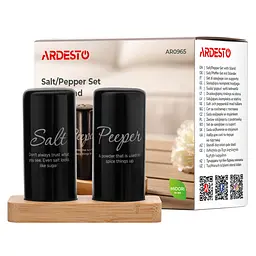 Набір для солі та перцю на підставці Ardesto Midori 8.5 см 3 предмети чорний (AR0965) - мініатюра 8