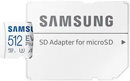 Карта пам`яті MicroSDXC 512GB UHS-I/U3 Class 10 Samsung Evo Plus R160MB/s + SD-адаптер (MB-MC512SA/EU) - мініатюра 3
