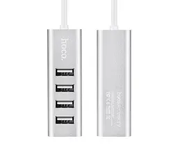 Usb-хаб Hoco HB1 4Usb Line machine Сріблястий - мініатюра 2