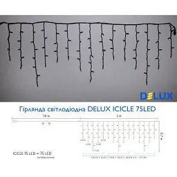 Гірлянда Delux ICICLE 75 LED 2 x 0.7 м IP44 EN Жовтий/чорний (90016591) - мініатюра 3