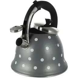 Чайник Kamille з нержавіючої сталі зі свистком 2.5 л сірий (KM-1099-GR) - мініатюра 2