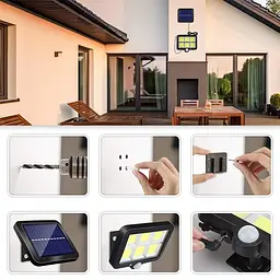 Вуличний ліхтар настіний із пультом Solar Light BK-128-6 COB на сонячних батареях з датчиком руху - мініатюра 6