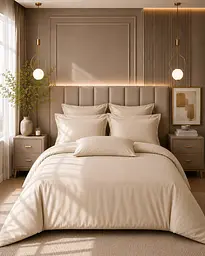 Комплект постільної білизни Євро Issimo BEIGE 200×220 см, сатин Premium TC303376394 - мініатюра 2