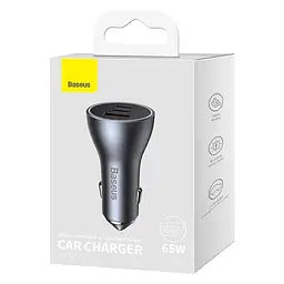 Автомобільний зарядний пристрій Baseus Golden Contactor Triple Fast Charger Car Charger 65W U+C+C CGJP010013 Dark Grey - мініатюра 9