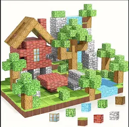 Магнітний конструктор Minecraft 100 деталей, дитячий набір магнітні кубики STEM