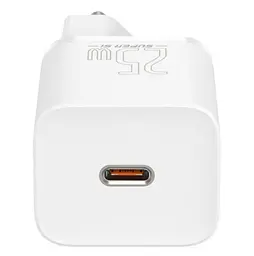 Мережевий зарядний пристрій Baseus Super Si Quick Charger 1C 25W EU Білий - мініатюра 3