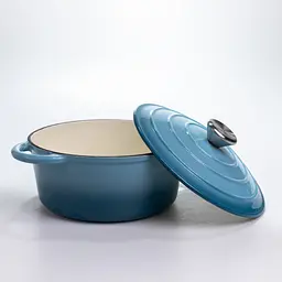Каструля чавунна емальована Premium Cookware 2.5 л синя HP-1-14-BLUE з кришкою для тушкування та запікання - мініатюра 3