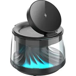 Бездротовий зарядний пристрій WiWU Wi-W039 Flow 5in1 with Speaker & Night Light 15W Black [154860] - мініатюра 3