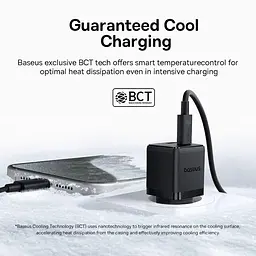 Зарядний пристрій Baseus Palm Fast Charger C+U 30W EU Cluster Black (with Mini White Cable USB-C to USB-C 60W (20V/3A) 1m) (P1011160A113-01) - мініатюра 3