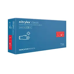 Рукавички Меркатор Медікаль Nitrilex Basic   нітрилові оглядові нестерильні неприпудрені сині 100шт/уп L 