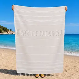 Рушник пештемаль Turkey Towel 100х180 см легкий великий для пляжу басейну бані сауни підстилка на дачу пікнік природу відпустку море полоса бежевий
