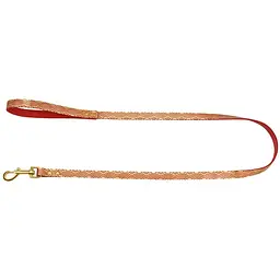 Повідець для собак шкіряний Classic одинарний з золотим тисненням Хвиля L 120х1.6 см червоний - мініатюра 2