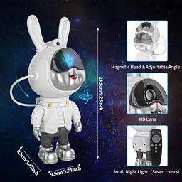 Нічник-проектор зоряного неба GALAXY NIGHTLIGHT PROJECTOR Світильник Заєць-космонавт з пультом 8 режимів - мініатюра 9