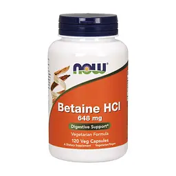 Витамин Now Foods Бетаин HCI 648 мг, 120 гелевых капсул (NOW-02938)