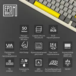 Клавіатура Epomaker TH80 PRO V2 Wisteria Tactile White механічна бездротова (TH80-PROV2-W-WT) - мініатюра 17