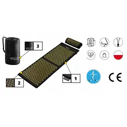 Килимок акупунктурний з валиком 4FIZJO Classic Mat XL Аплікатор Кузнєцова Black/Gold (P-5907739315052) - мініатюра 5