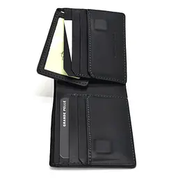 Чоловіче шкіряне портмоне чорне матове GRANDE PELLE 10х10х2 см acs0032088 - мініатюра 5