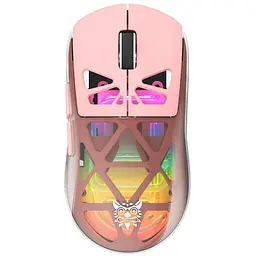 Комп'ютерна мишка Onikuma бездротова ігрова CW-930 Pro з RGB підсвіткою та 3 режимами підключення для ПК та ігор рожевий
