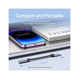 Перехідник Lightning to 3.5mm 0.1m cotton braided aluminum gray Vention (BMBHA) - мініатюра 6