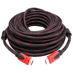 Кабель HDMI - HDMI 15 метрів 1.4 тканинна обплетення (чорно червоний)