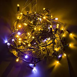 Гірлянда вулична Starlight бахрома біле/жовте світло Flash чорний кабель 75 LED 2x0.7 м (57265) - мініатюра 2