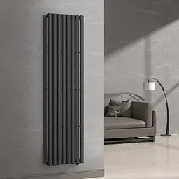 Вертикальний радіатор Navin Ellipse 480x1800-8, anticor, чорний муар 10-012033-4880, Чорний матовий - мініатюра 5
