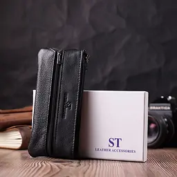 Містка шкіряна ключниця на блискавці ST Leather 22556 чорна - мініатюра 10