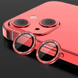 Захисне скло Metal Sparkles на камеру (у упак.) для Apple iPhone 15 (6.1) / 15 Plus (6.7) Червоний / Red - мініатюра 4