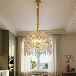 Підвісна кришталева люстра Artlight 5100/600 "Гліцинія" золото, 6 ламп E14, від 13-20 м²