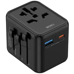 Мережевий універсальний перехідник UA012 Warrior 12W + 1USB-A/1C Black Wiwu teh0030552
