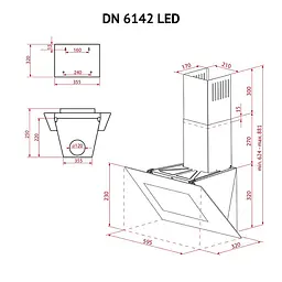 Витяжка декоративна похила PERFELLI DN 6142 BL LED - мініатюра 11
