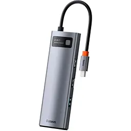 Хаб Baseus Metal GleamSeries8-in-1Type-CHUB Type-C to HDXiaomi* 1+USB3.0*3+PD*1+SD/TF* 1+VGA* 1 WKWG050013 Grey - мініатюра 3