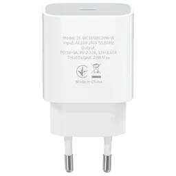 Зарядний пристрій 2E USB-C Wall Charger PD3.0 DC5V/3A, 20W, white (2E-WC1USBC20W-W) - мініатюра 2