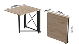 Стіл-книжка трансформер Оріон 1 Ferrum-decor 750x810x730 Чорний метал ДСП Дуб Сан-Марино 16 мм (FRD-104598) - мініатюра 7