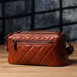 Жіноча сумка прошита модними ромбами з натуральної шкіри Vintage s_15143 руда - мініатюра 8