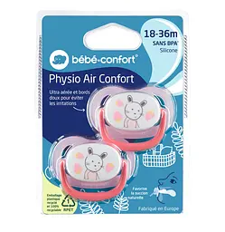 Пустушка силіконова Bebe Confort Physio Air Dummy Gardener, анатомічна, 18-36 міс., 2 шт., рожева з жовтим (3104201930) - мініатюра 3