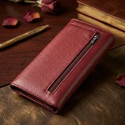 Гаманець для жінок із натуральної шкіри з геометричним клапаном ST Leather 22547 бордовий - мініатюра 4