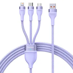 Кабель Baseus Flash Series Ⅱ 3-in-1 Cable USB to MicroUSB+Lightning+Type-C 100W 1.2m CASS030005 Purple