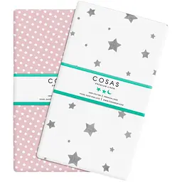 Набір простирадл на резинці Cosas Dots & Star 60х120х12 см (SetSheet_DropPink_StarGrey_120x60) - мініатюра 4