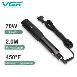 Плойка-випрямляч для волосся VGR V-519S з LED-дисплеєм та керамічним покриттям Чорний 70 Вт - мініатюра 7