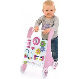 Ходунки-каталка Viga Toys з бізібордом рожеві (50178) - мініатюра 4