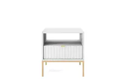 Тумба приліжкова Perfect Home Нова / Nova з 1 шухлядою і золотими ніжками S54 Білий (PFH-091261) - мініатюра 2